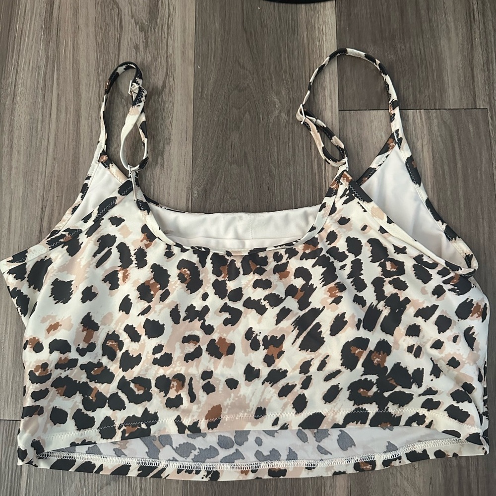 Aerie Leopard Scoop Bikini Top Size XXL